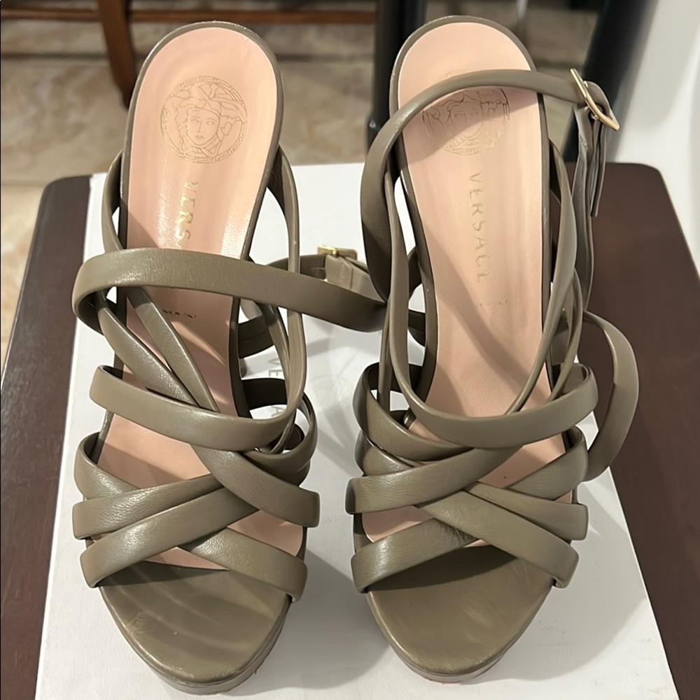 Versace Women's Olive Strappy Sandals